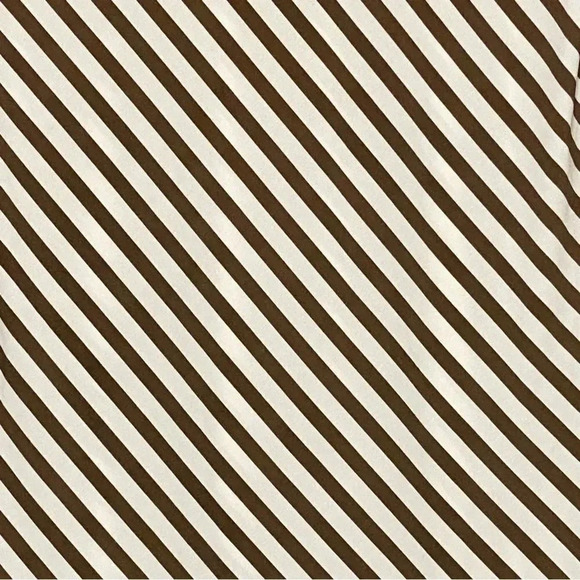 CHICOS 0 S Small Top Shirt Brown Striped 3/4 Sleeve Round Neck Stretch Casual - Picture 2 of 5